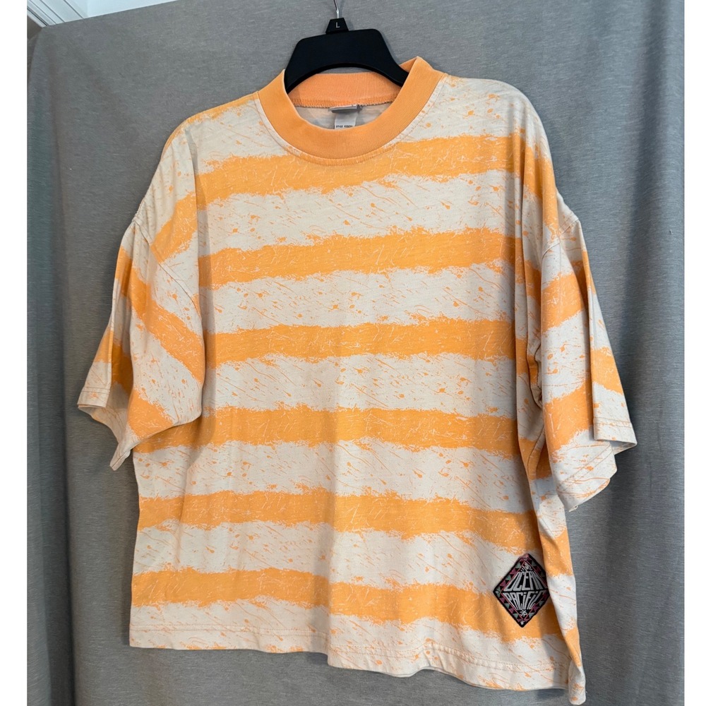 Vintage 1990's Ocean Pacific T-Shirt Mens Large Orange Striped Surf Tee